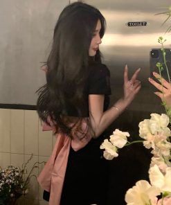 Backless Black Dress with Butterfly Knot, Waist-Cinching Bodycon Skirt, Sweet and Spicy Summer Style