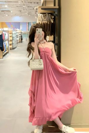 Backless Halter Strap Dress with Fairy Design - Padded Summer Maxi Dress for a Sexy Vacation Look