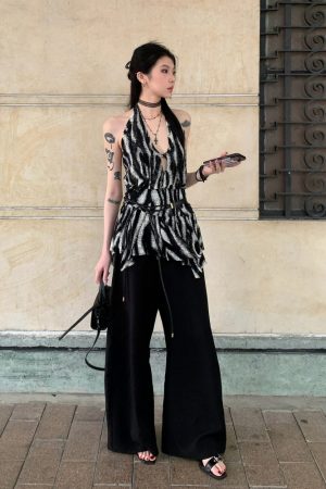 Backless Irregular Mesh Halter Top for Women - Slim Fit Trendy Design for Fashion-Forward Girls