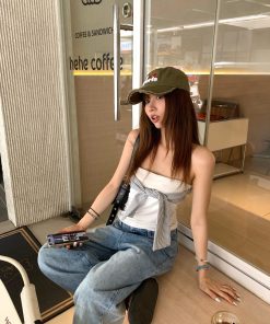 Backless Striped Slimming Top with Tie Design - Summer Retro Fashion for Women