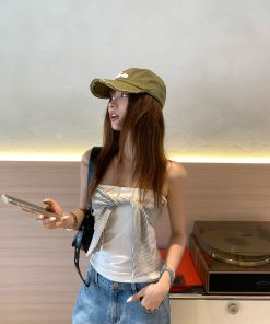 Backless Striped Slimming Top with Tie Design - Summer Retro Fashion for Women