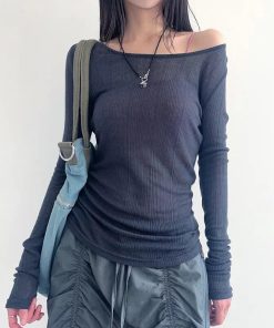 Baggy Cute Outfits, Abiti Alta Sartoria - Knitted Mesh Backless Top