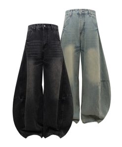 Baggy Denim Pants for Women - 2025 Summer Loose Curved American Style Jeans - Lightweight Fashionable Casual Bottoms