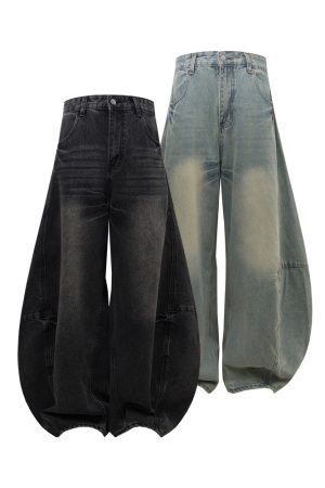 Baggy Denim Pants for Women - 2025 Summer Loose Curved American Style Jeans - Lightweight Fashionable Casual Bottoms