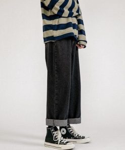 Baggy Outfit Ideas Street Styles, Women Academia Aesthetic - Straight Leg Mid Rise Baggy Jeans