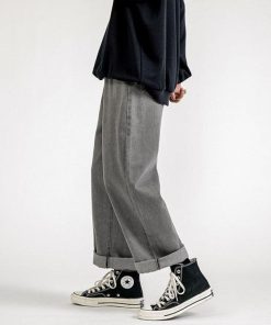 Baggy Outfit Ideas Street Styles, Women Academia Aesthetic - Straight Leg Mid Rise Baggy Jeans