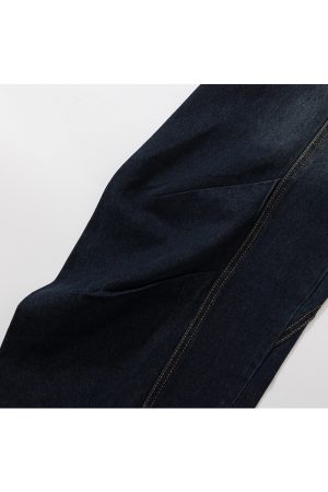 Baggy Washed Blue Vintage Wide-Leg Jeans with Curved Knife Design - Trendy Summer 2025 Fashion for a Y2K Look