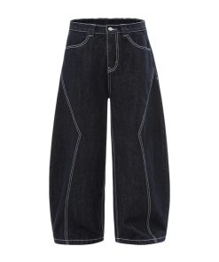 Baggy Wide-Leg Denim Jeans in Original Color - Trendy Loose Fit with Three-Dimensional Design for Effortless 90s Style