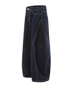 Baggy Wide-Leg Denim Jeans in Original Color - Trendy Loose Fit with Three-Dimensional Design for Effortless 90s Style