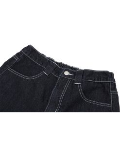 Baggy Wide-Leg Denim Jeans in Original Color - Trendy Loose Fit with Three-Dimensional Design for Effortless 90s Style