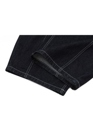 Baggy Wide-Leg Denim Jeans in Original Color - Trendy Loose Fit with Three-Dimensional Design for Effortless 90s Style