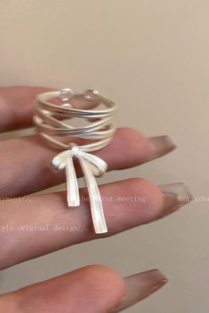 Ballet-Style Butterfly Knot Ribbon Adjustable Open Ring for Women - Niche Design, Trendy 2025 Fashion Accessory