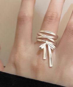 Ballet-Style Butterfly Knot Ribbon Adjustable Open Ring for Women - Niche Design, Trendy 2025 Fashion Accessory