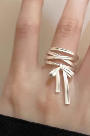 Ballet-Style Butterfly Knot Ribbon Adjustable Open Ring for Women - Niche Design, Trendy 2025 Fashion Accessory