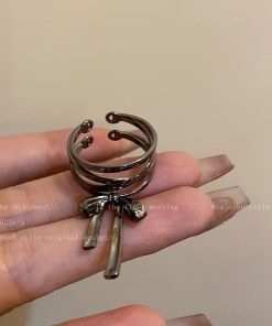 Ballet-Style Butterfly Knot Ribbon Adjustable Open Ring for Women - Niche Design, Trendy 2025 Fashion Accessory