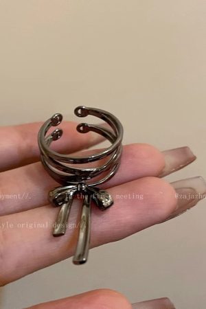 Ballet-Style Butterfly Knot Ribbon Adjustable Open Ring for Women - Niche Design, Trendy 2025 Fashion Accessory