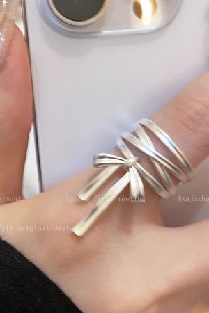 Ballet-Style Butterfly Knot Ribbon Adjustable Open Ring for Women - Niche Design, Trendy 2025 Fashion Accessory