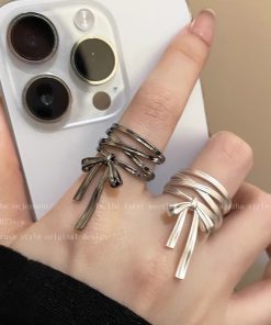 Ballet-Style Butterfly Knot Ribbon Adjustable Open Ring for Women - Niche Design, Trendy 2025 Fashion Accessory