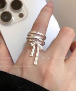 Ballet-Style Butterfly Knot Ribbon Adjustable Open Ring for Women - Niche Design, Trendy 2025 Fashion Accessory
