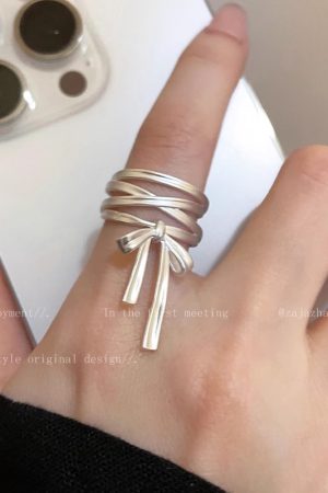Ballet-Style Butterfly Knot Ribbon Adjustable Open Ring for Women - Niche Design, Trendy 2025 Fashion Accessory