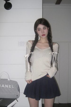 Ballet Style Knitted Top with Camisole Skirt Pants Three-Piece Set - First Love Zhihan Version, Y2K Inspired Fashion