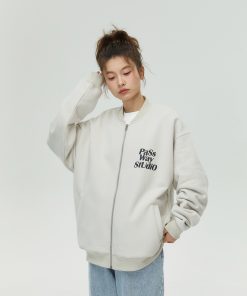 Baseball Collar Zip-Up Hoodie for Couples - Casual Thin Fleece Long Sleeve Jacket for Spring & Autumn - Trendy Streetwear