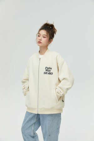 Baseball Collar Zip-Up Hoodie for Couples - Casual Thin Fleece Long Sleeve Jacket for Spring & Autumn - Trendy Streetwear