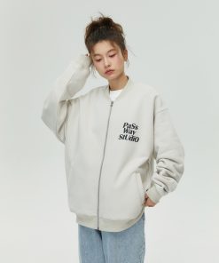 Baseball Collar Zip-Up Hoodie for Couples - Casual Thin Fleece Long Sleeve Jacket for Spring & Autumn - Trendy Streetwear