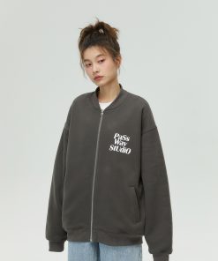 Baseball Collar Zip-Up Hoodie for Couples - Casual Thin Fleece Long Sleeve Jacket for Spring & Autumn - Trendy Streetwear