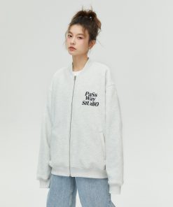 Baseball Collar Zip-Up Hoodie for Couples - Casual Thin Fleece Long Sleeve Jacket for Spring & Autumn - Trendy Streetwear