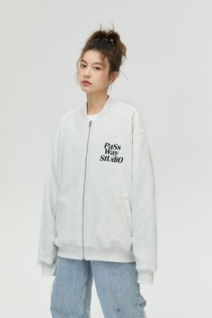 Baseball Collar Zip-Up Hoodie for Couples - Casual Thin Fleece Long Sleeve Jacket for Spring & Autumn - Trendy Streetwear