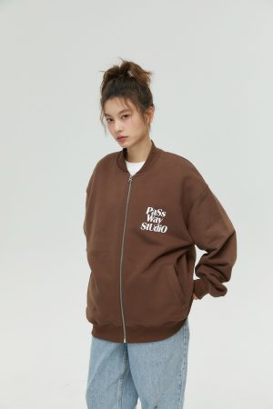 Baseball Collar Zip-Up Hoodie for Couples - Casual Thin Fleece Long Sleeve Jacket for Spring & Autumn - Trendy Streetwear