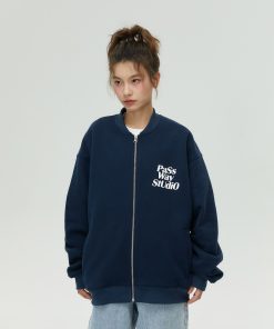 Baseball Collar Zip-Up Hoodie for Couples - Casual Thin Fleece Long Sleeve Jacket for Spring & Autumn - Trendy Streetwear