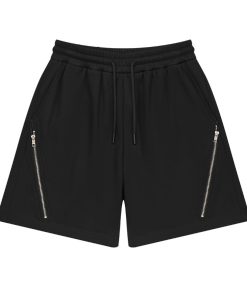 Basic Clean Fit Casual Zipper Split Five-Point Sweatpants for Effortless Street Style