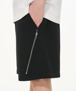 Basic Clean Fit Casual Zipper Split Five-Point Sweatpants for Effortless Street Style