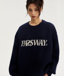 Basic Logo Sweater for Couples - Round Neck Knitted Pullover, Casual Thick Top for Spring and Autumn, National Trend Fashion