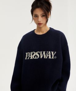 Basic Logo Sweater for Couples - Round Neck Knitted Pullover, Casual Thick Top for Spring and Autumn, National Trend Fashion
