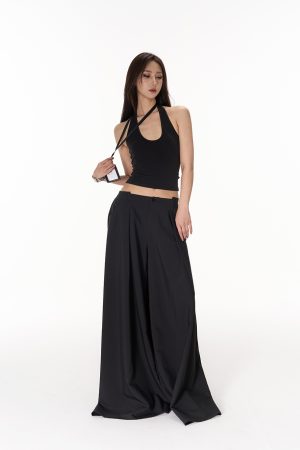 Basic U-Neck Halter Tank Top - Sleeveless Backless Slim Fit in Three Colors - Perfect for Y2K and Everyday Style