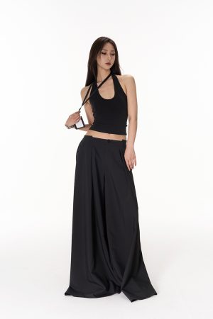 Basic U-Neck Halter Tank Top - Sleeveless Backless Slim Fit in Three Colors - Perfect for Y2K and Everyday Style