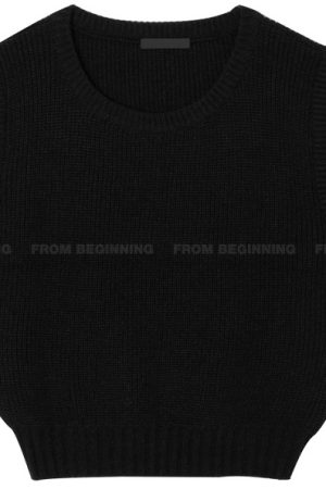 Basic U-Neck Knitted Vest - Simple Design Knit Top for Casual Style, Perfect for Layering, Korean Fashion Essential