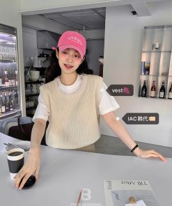 Basic U-Neck Knitted Vest - Simple Design Knit Top for Casual Style, Perfect for Layering, Korean Fashion Essential