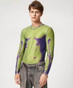 Basic Wardrobe Essentials Indian, Mall Outfit Inspo - Cyberpunk Abstract Painting Mesh Top