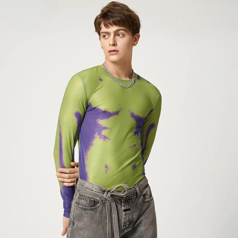 Basic Wardrobe Essentials Indian, Mall Outfit Inspo - Cyberpunk Abstract Painting Mesh Top Basic Wardrobe Essentials Indian, Mall Outfit Inspo - Cyberpunk Abstract Painting Mesh Top