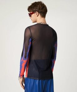 Basic Wardrobe Essentials Indian, Mall Outfit Inspo - Cyberpunk Abstract Painting Mesh Top