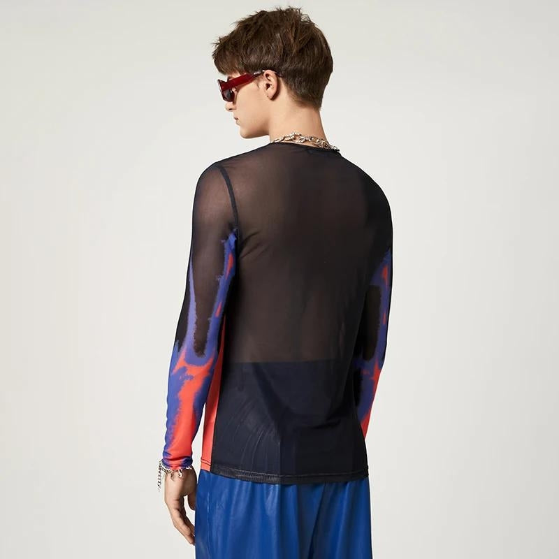 Basic Wardrobe Essentials Indian, Mall Outfit Inspo - Cyberpunk Abstract Painting Mesh Top Basic Wardrobe Essentials Indian, Mall Outfit Inspo - Cyberpunk Abstract Painting Mesh Top