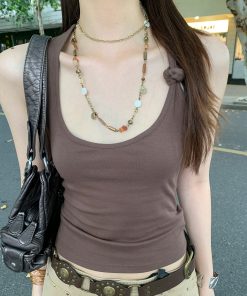 Beaded Long Necklace for Women, Vintage Layered Choker, Dark Punk Clavicle Chain, Bohemian Fashion Accessory