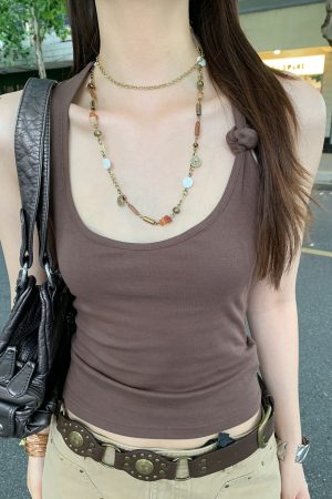 Beaded Long Necklace for Women, Vintage Layered Choker, Dark Punk Clavicle Chain, Bohemian Fashion Accessory