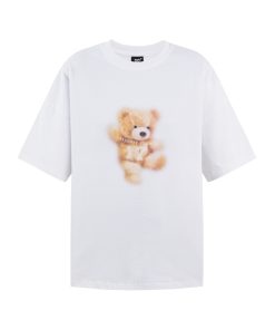 Bear Graphic Sports Short Sleeve T-Shirt in American Casual Style with Round Neck - Trendy 90s Inspired Design