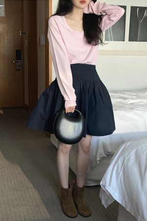 Beautiful Puffy Princess Dress with High-Waisted Flared Skirt - Korean Style, Perfect for 90s and Y2K Fashion Lovers