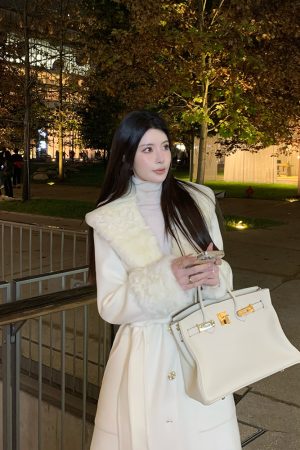 Beige Double-Faced Woolen Coat for Women, Mid-Length Winter Outerwear, High-End Quality, Stylish and Warm